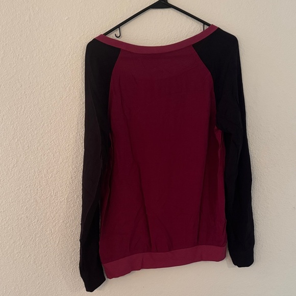 Splendid Burgundy and Black Long Sleeve Blouse - Picture 3 of 3
